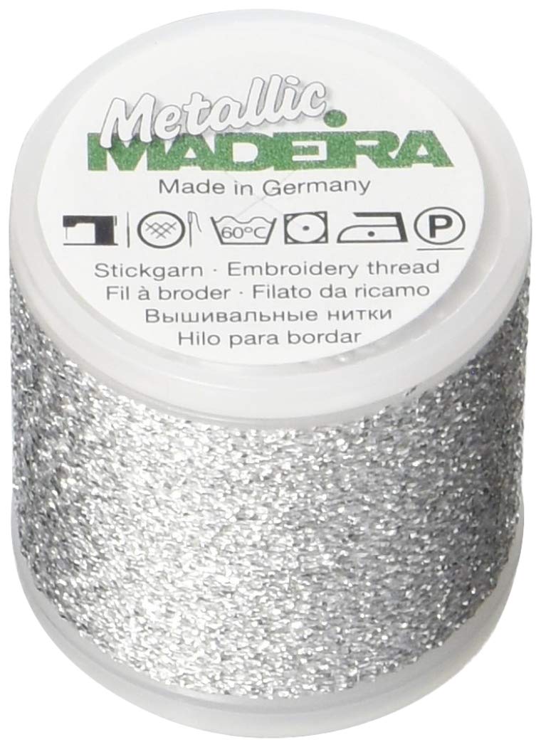 Madeira 9842-41 Metallic Nylon/Polyester Embroidery Thread, 40Wt/220 Yd, Textured Silver - Image 1